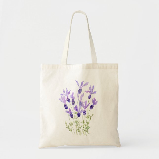 sac fourre-tout d'aquarelle de fleurs de lavande v (Devant)