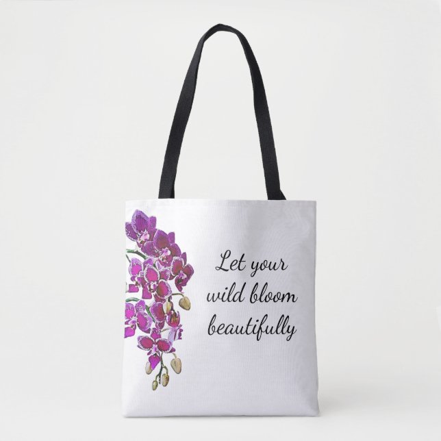 Sac fourre-tout d'aquarelle d'orchidée rose (Devant)