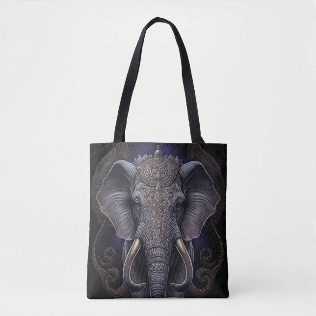 Sac fourre-tout d'aquarelle mystique éléphant (Devant)
