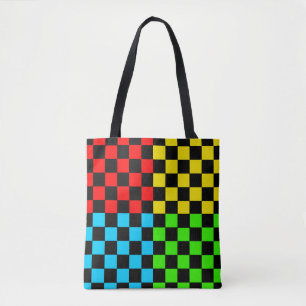 Sac fourre-tout d'art Carré Color Block Checkerboa
