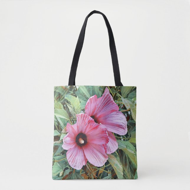 Sac fourre-tout d'art des fleurs tropicales roses (Devant)