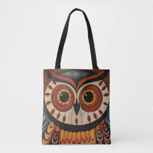 Sac fourre-tout d'art ethnique Owl Face
