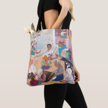 Sac fourre-tout d'art familial vintage