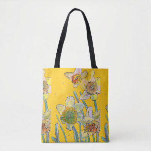 Sac fourre-tout d'art féminin Daffodil Watercolor