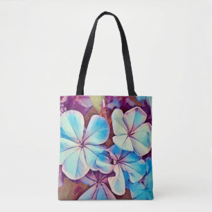 Sac fourre-tout d'art Fleurs tropicales bleues et