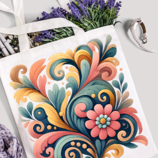 Sac fourre-tout d'art floral coloré