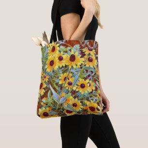 Sac fourre-tout d'art floral Fleur sauvage jaune