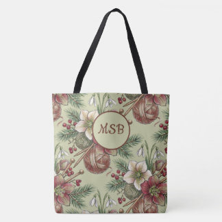 Sac fourre-tout d'artisanat de tricot de Noël