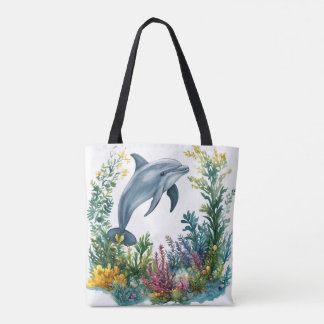 Sac fourre-tout dauphin à l'aquarelle joli