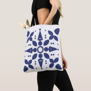 Sac fourre-tout de carreaux symétriques Indigo Blo