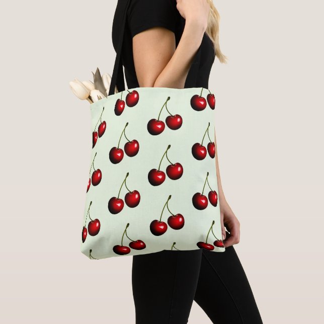 Sac fourre-tout de cerises rouges - Vos couleurs (De près)