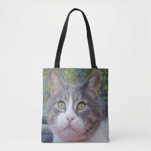 Sac fourre-tout de chat blanc gris