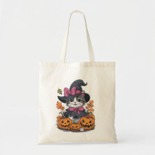 Sac fourre-tout de chat de sorcière d'Halloween mi