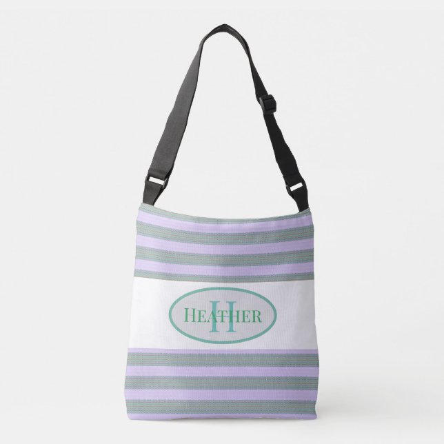 Sac fourre-tout de chaume vert monogrammé (Devant)