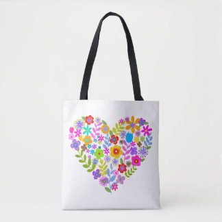 Sac fourre-tout de coeur Fleur sauvage Boho
