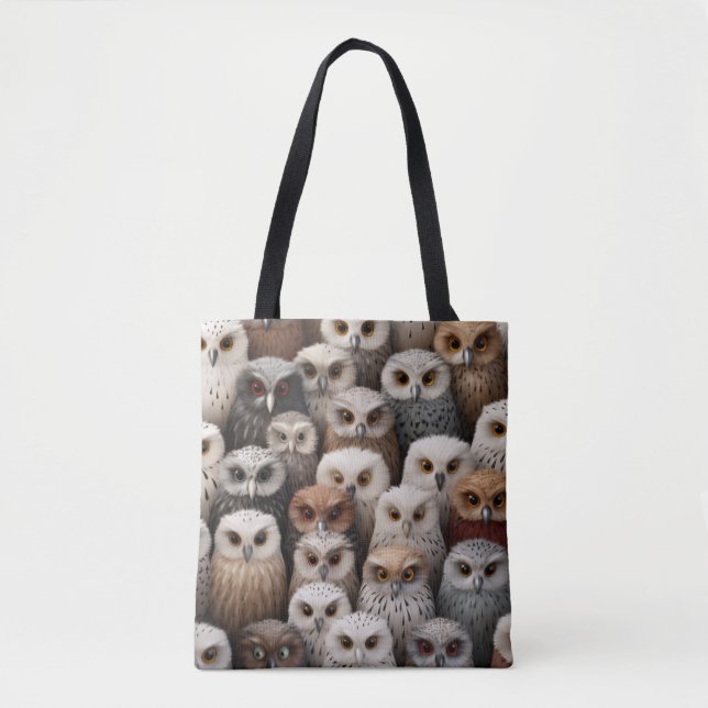 Sac fourre-tout de collage de hibou dans les brune (Devant)