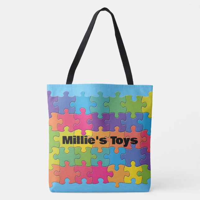 Sac fourre-tout de conception de pièces de puzzle (Devant)