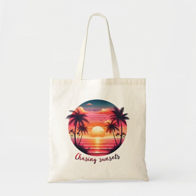 sac fourre-tout de coucher de soleil sur la plage (Devant)