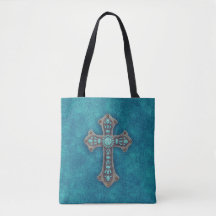 Sac fourre-tout de croix turquoise