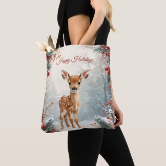 Sac fourre-tout de faon mignon dans une forêt enne