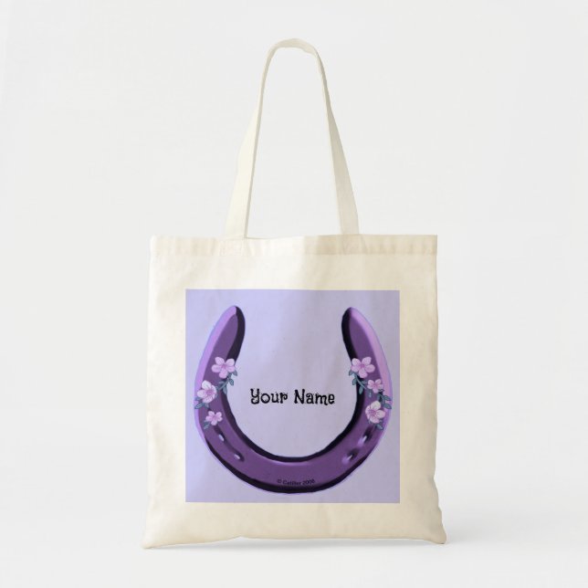 Sac fourre-tout de fer à cheval à fleurs violet (Devant)