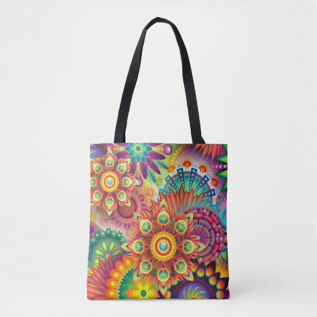 sac fourre-tout de fleurs psychédéliques (Devant)