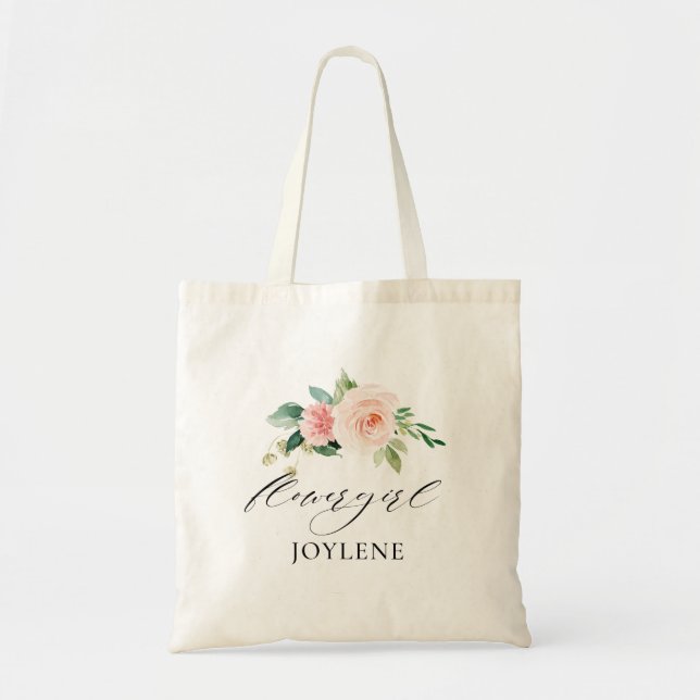 sac fourre-tout de floraison florale à script élég (Devant)