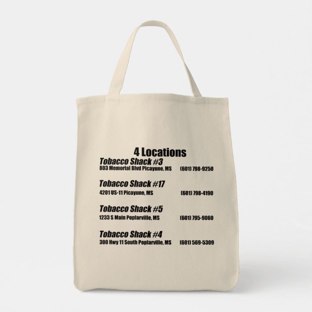 Sac fourre-tout de la cabane de tabac (Dos)
