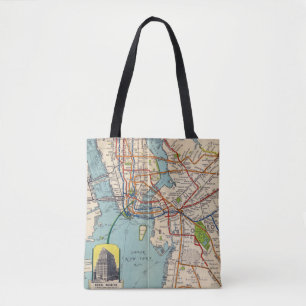 Sac fourre-tout de la carte de métro Vintage New 
