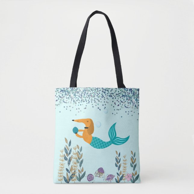Sac fourre-tout de la queue de sirène turquoise de (Devant)