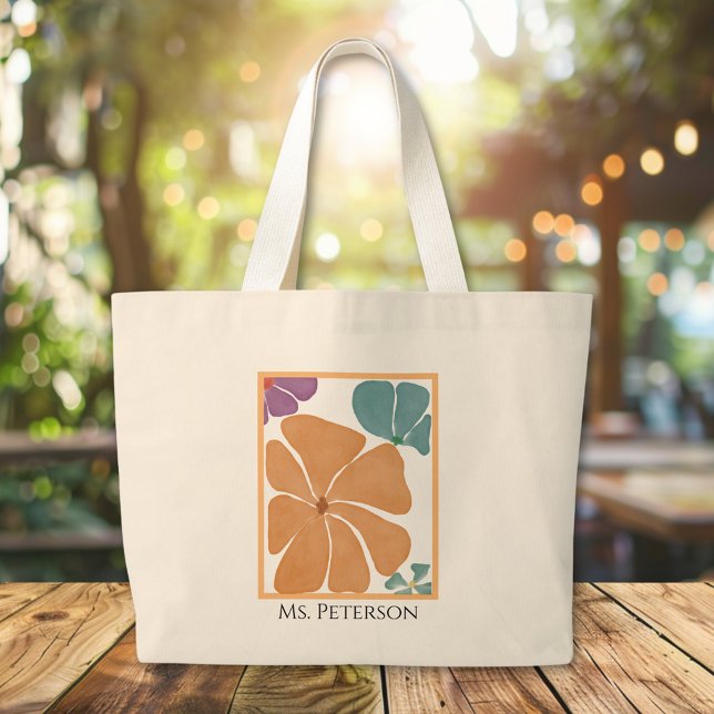 Sac fourre-tout de l'enseignant d'aquarelle Retro  (Retro Daisy Watercolor Teacher Tote Bag
)