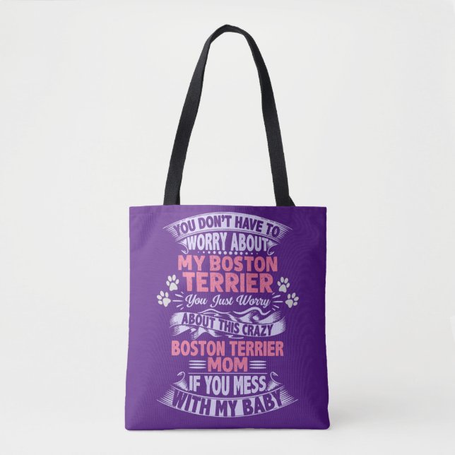 sac fourre-tout de maman "Boston Terrier". (Devant)