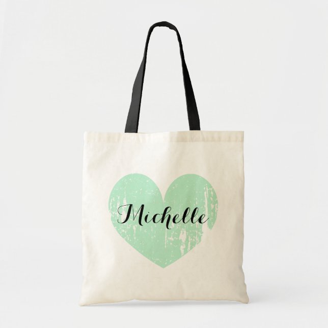 Sac fourre-tout de mariage personnalisé avec coeur (Devant)