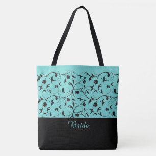 Sac fourre-tout de mariée Aqua et rouleaux noirs