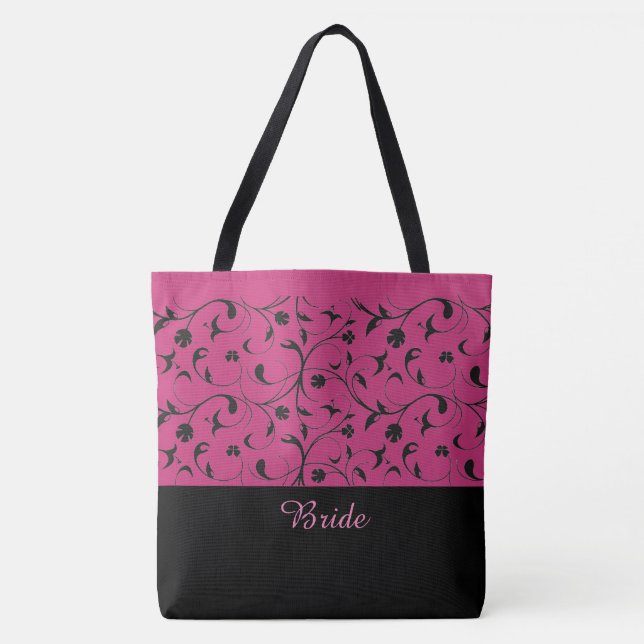 Sac fourre-tout de mariée Rose chaud et rouleaux n (Devant)