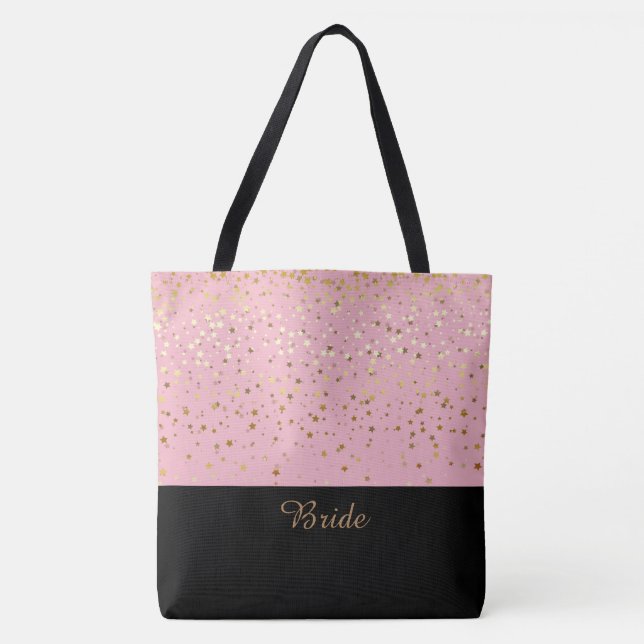 Sac fourre-tout de mariée rose et petites étoiles  (Devant)