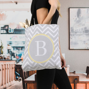 Sac fourre-tout de monogramme Chevron jaune