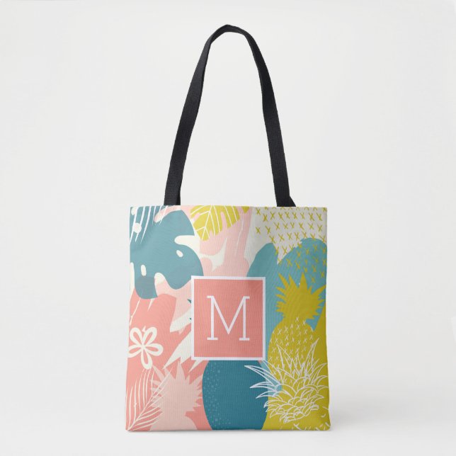 Sac fourre-tout de monogramme d'ananas hawaïen tro (Devant)