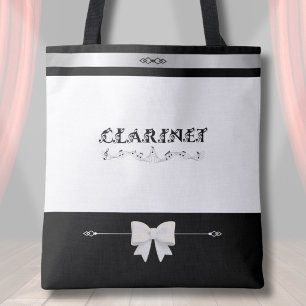 Sac fourre-tout de musique noir et blanc pour clar