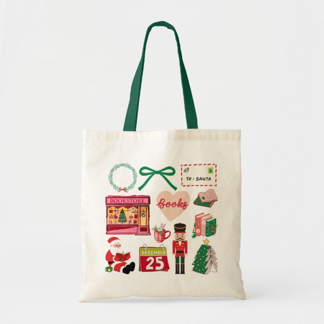 Sac fourre-tout de Noël de l'amant du livre (Devant)