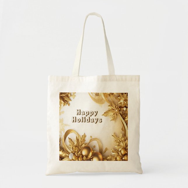 Sac fourre-tout de Noël Feuille d'or (Devant)