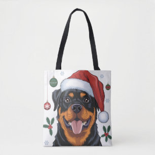 Sac fourre-tout de Noël Père Noël Dog Rottweiler