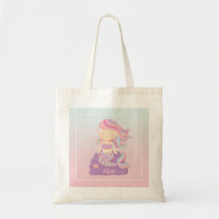 Sac fourre-tout de nom de fille Cute Mermaid Ombre