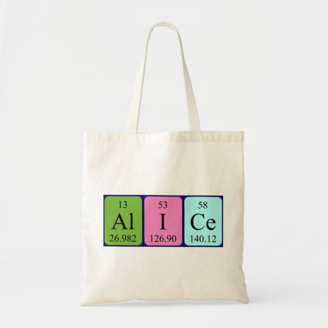 Sac fourre-tout de nom de table périodique Alice (Devant)