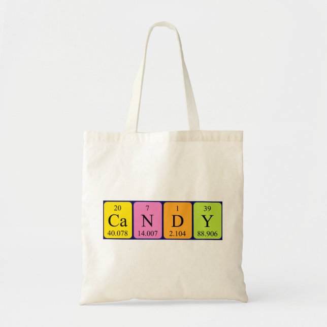 Sac fourre-tout de nom de table périodique Candy (Devant)
