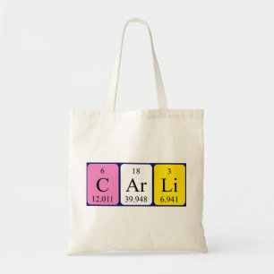 Sac fourre-tout de nom de table périodique Carli