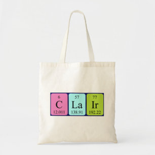 Sac fourre-tout de nom de table périodique Clair