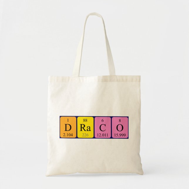 Sac fourre-tout de nom de table périodique Draco (Devant)