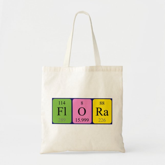 Sac fourre-tout de nom de table périodique Flora (Devant)