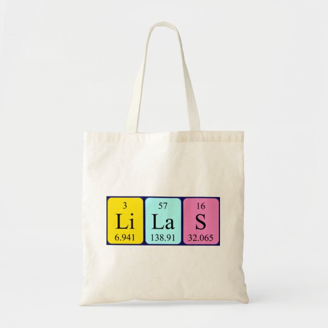 Sac fourre-tout de nom de table périodique Lilas (Devant)